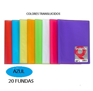 CARPETA 20 FUNDAS F AZUL PP POLIPLAS TRANSLUCIDO GRAFOPLAS