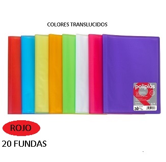 CARPETA 20 FUNDAS F ROJO PP POLIPLAS TRANSLUCIDO GRAFOPLAS
