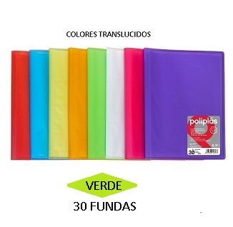 CARPETA 30 FUNDAS F VERDE PP POLIPLAS TRANSLUCIDO GRAFOPLAS