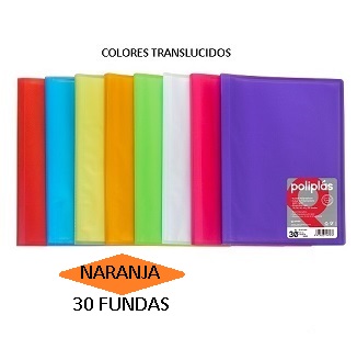 CARPETA 30 FUNDAS F NARANJA PP POLIPLAS TRANSLUCIDO GRAFOPLAS
