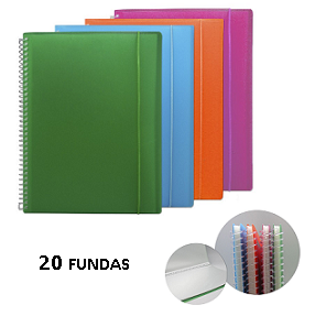 CARPETA 20 FUNDAS OFFICE CLUB CON ESPIRAL Y GOMA ELASTICA 
