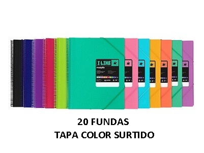CARPETA 20 FUNDAS ILIKE CON ESPIRAL, SOBRE PP Y CIERRE CON GOMAS