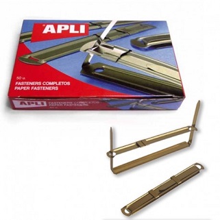 ENCUADERNADOR FASTENER APLI DORADO CAJA 50 UNIDADES