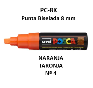 ROTULADOR POSCA PUNTA BISELADA Y GRUESA 8MM. NARANJA