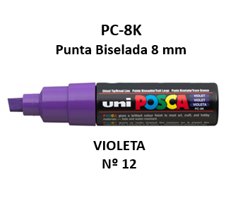 ROTULADOR POSCA PUNTA BISELADA Y GRUESA 8MM. VIOLETA