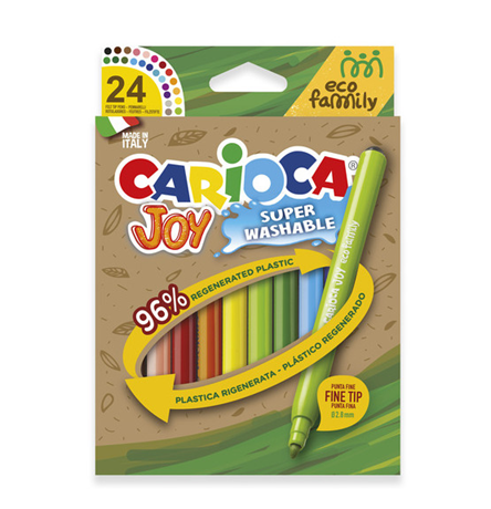 ROTULADORES CARIOCA JOY ECO FAMILY NEW DESING 96% RECICLADO 24 COLORES
