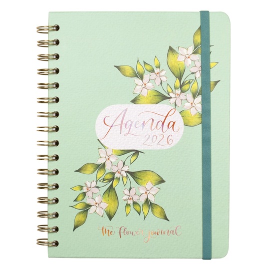 AGENDA ESPIRAL FINOCAM THE FLOWER JOURNAL VERDE A5 DA PGINA CATALN 2026